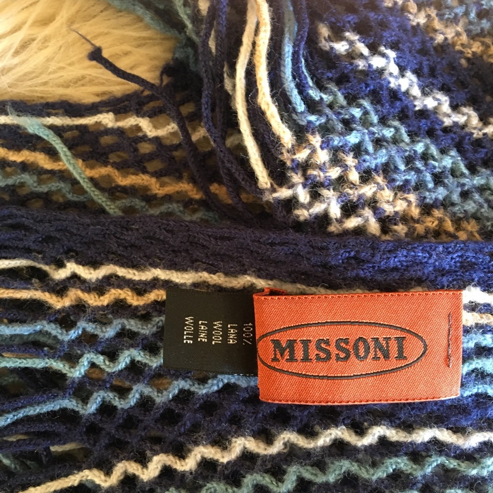Missoni Chevron Knit Wool Scarf